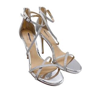 Jewel Badgley Mischka Women's Galen Stiletto Evening Sandals Silver Size 8.5